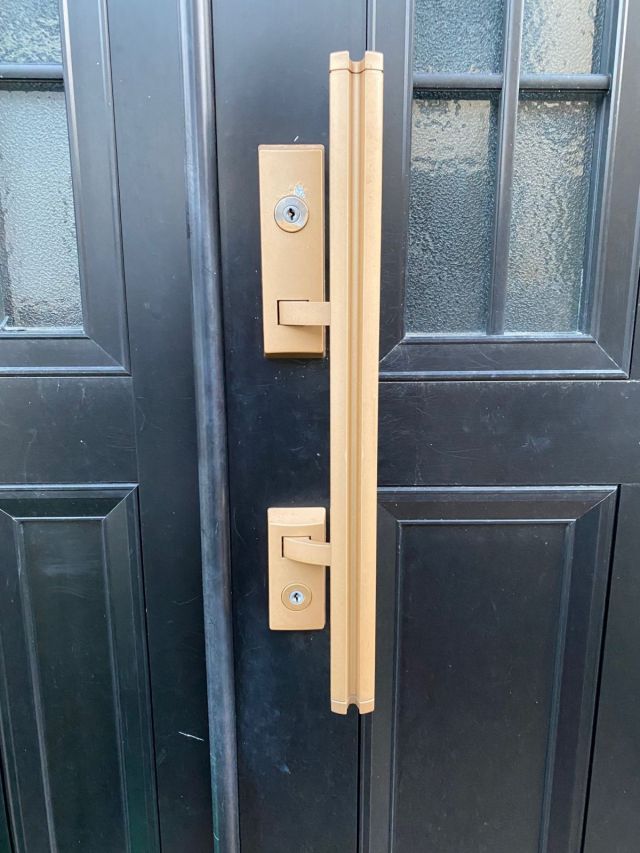 マツ六 玄関ドアのノブをレバーハンドルへの交換セット、MIWA純正アルミ 玄関ドアレバー 鍵付きBS64 8191-0043 U9HL - 3